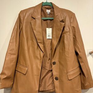 A New Day Tan Blazer Classic Notched Lapels